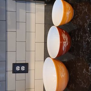 🌾 Trio of Pyrex Wheat Mixing Bowls 🌾